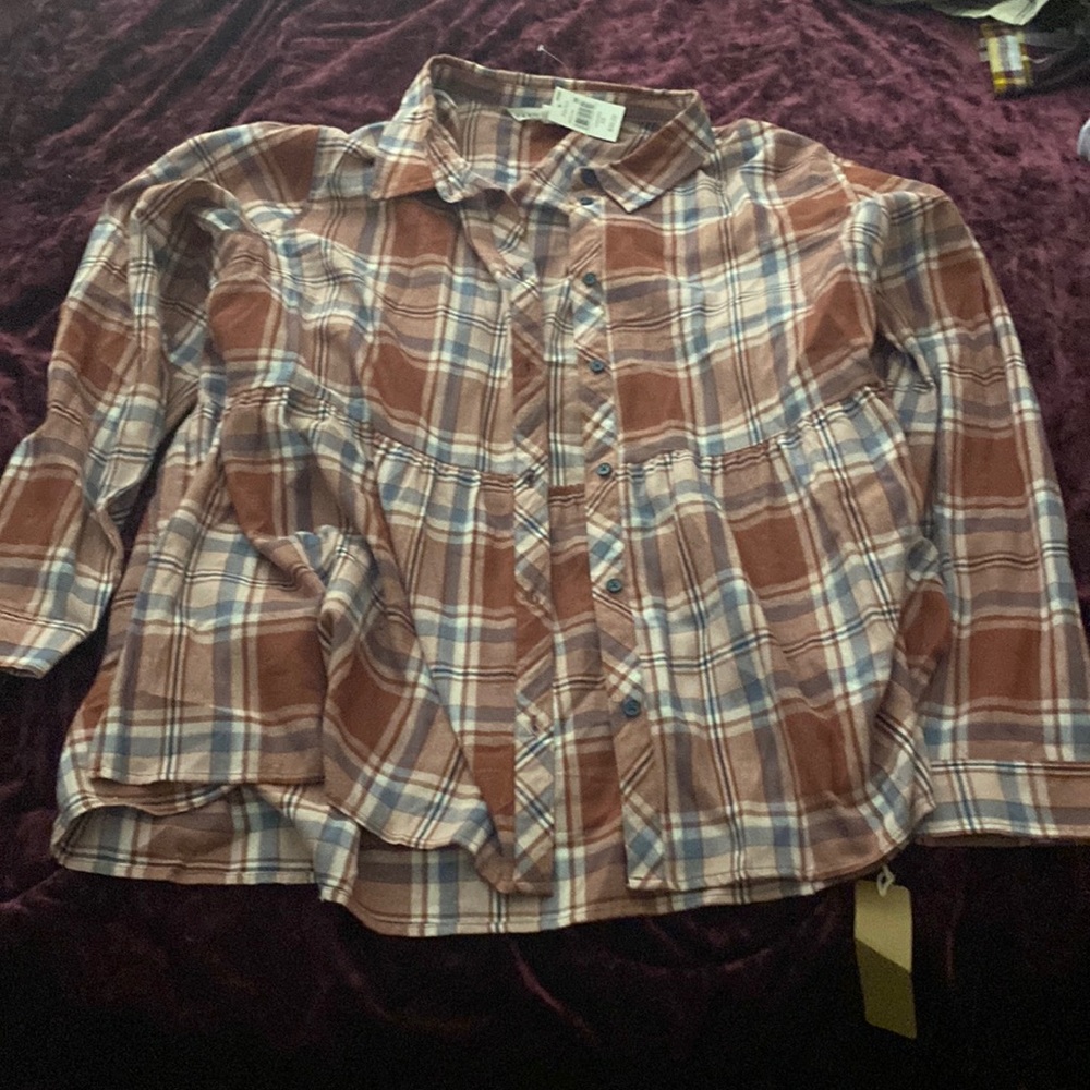 Cute plaid button up plus size